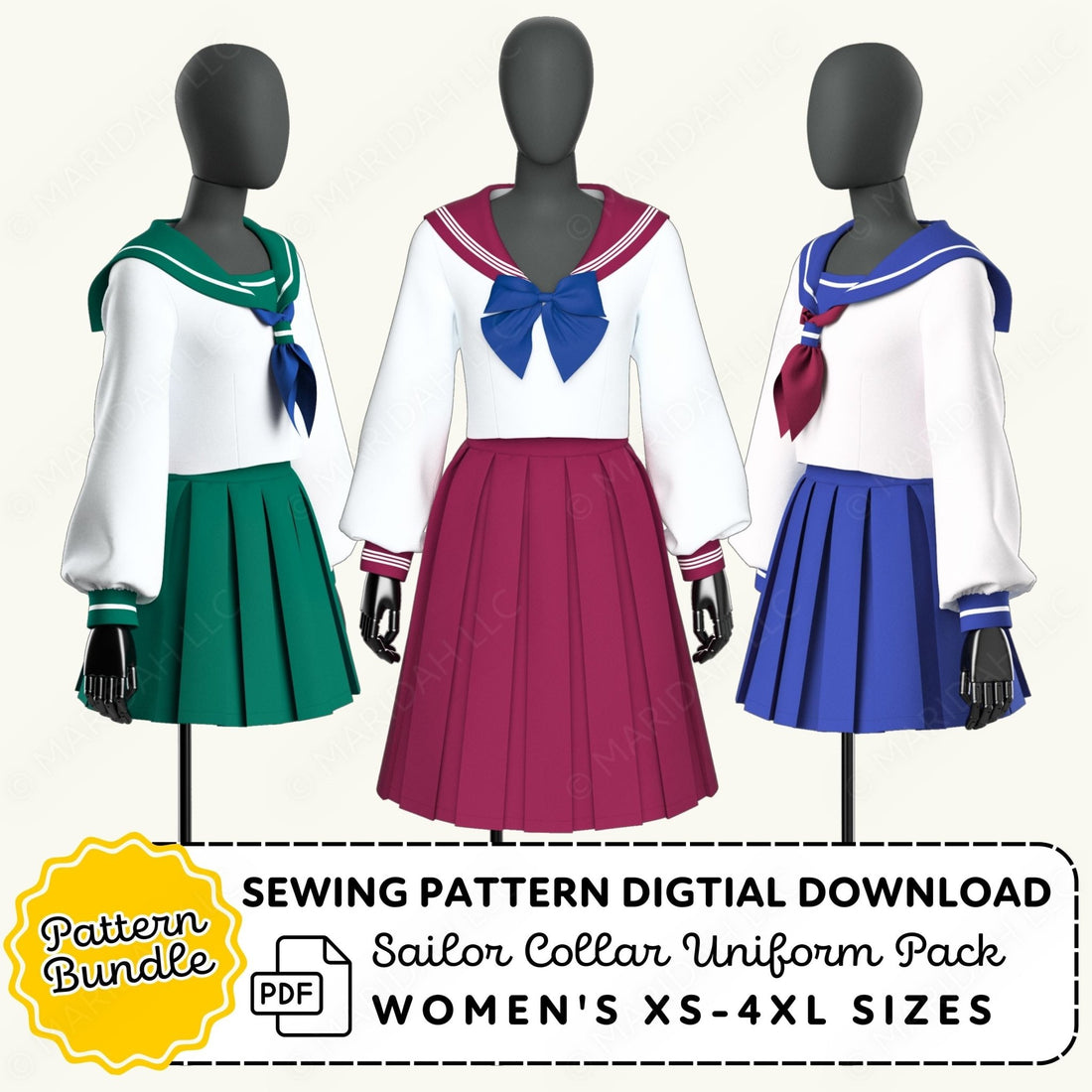 Sailor School Uniform Bundle Printable Sewing Pattern PDF Sewing Pattern File