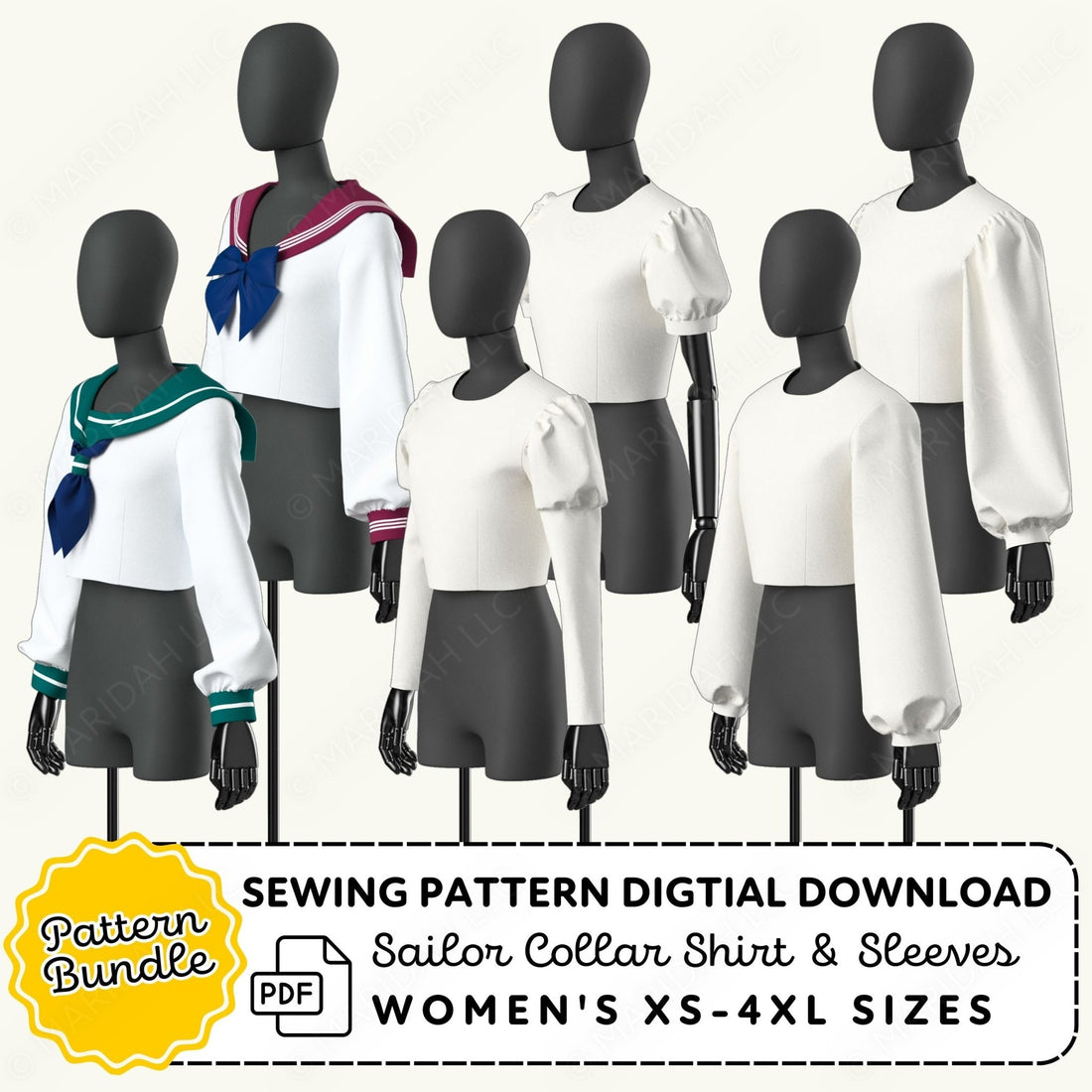 Sailor Shirts and Sleeve Bundle Printable Sewing Pattern PDF Sewing Pattern File