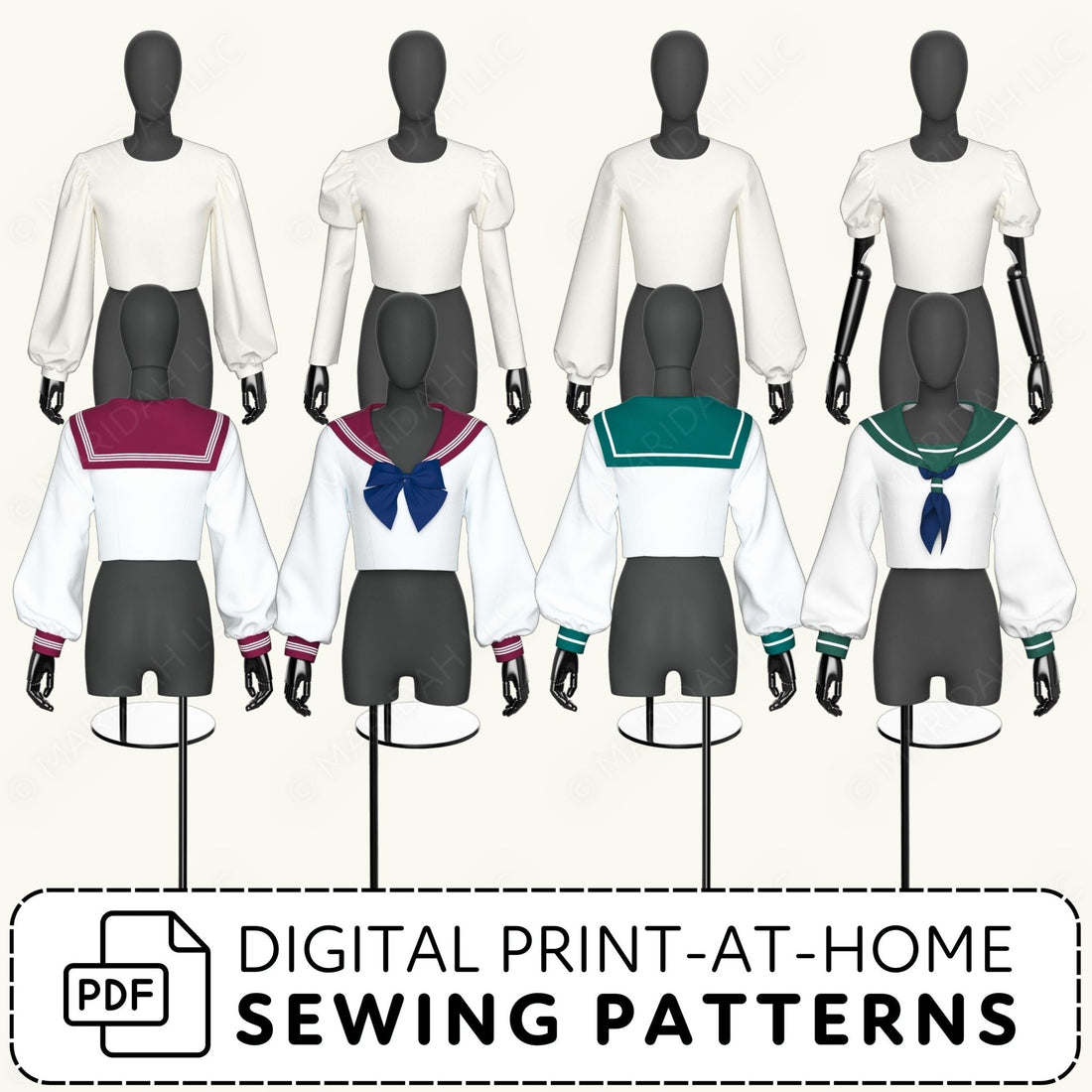 Sailor Shirts and Sleeve Bundle Printable Sewing Pattern PDF Sewing Pattern File