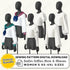Mannequins wearing white shirts with black skirts and colorful accents, promoting a sewing pattern digital download.