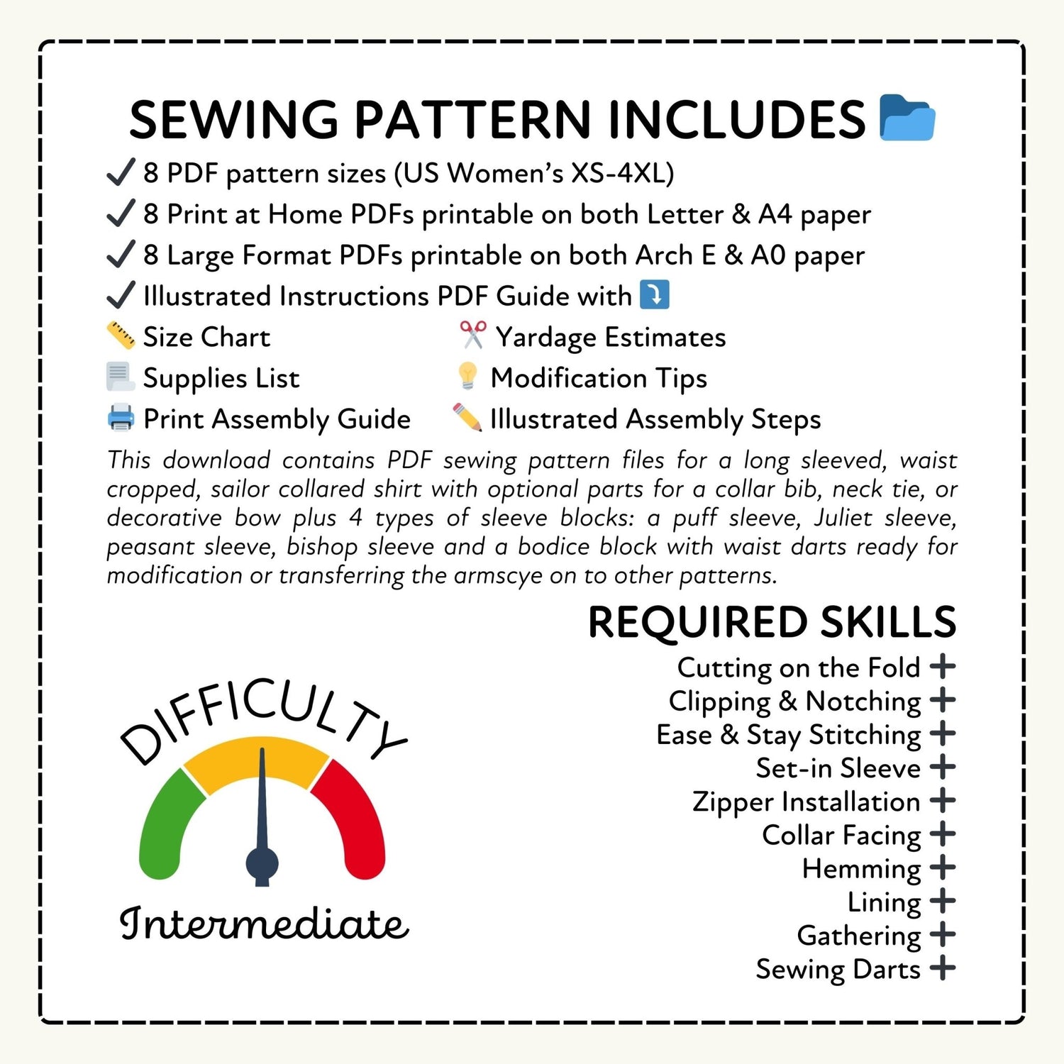 Sailor Shirts and Sleeve Bundle Printable Sewing Pattern PDF Sewing Pattern File