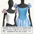 Mannequin wearing a blue princess bodice with shoulder puffs and sewing pattern digital download text.