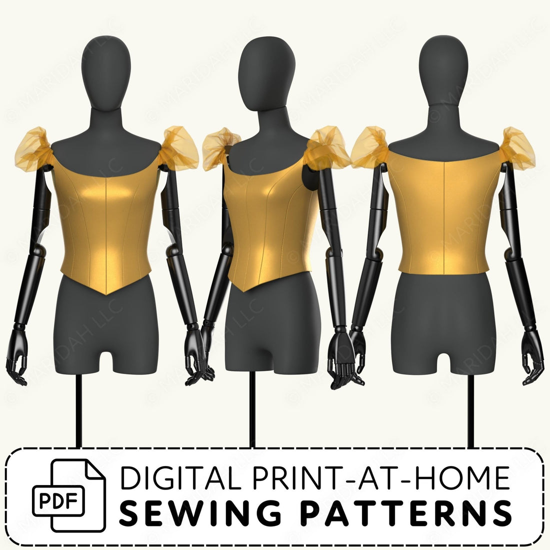 Shoulder Puff Princess Bodice | Romantic Bridal &amp; Cosplay Sewing Pattern PDF Sewing Pattern File