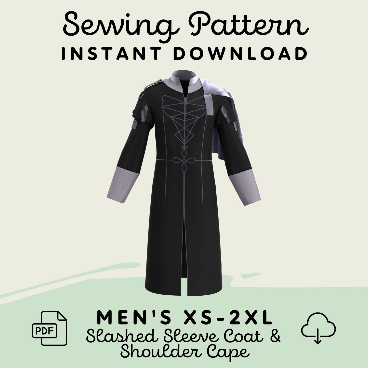 Slashed Sleeve Coat and Shoulder Cape - Maridah