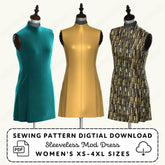 Sleeveless Mod Dress Printable Sewing Pattern PDF Sewing Pattern File