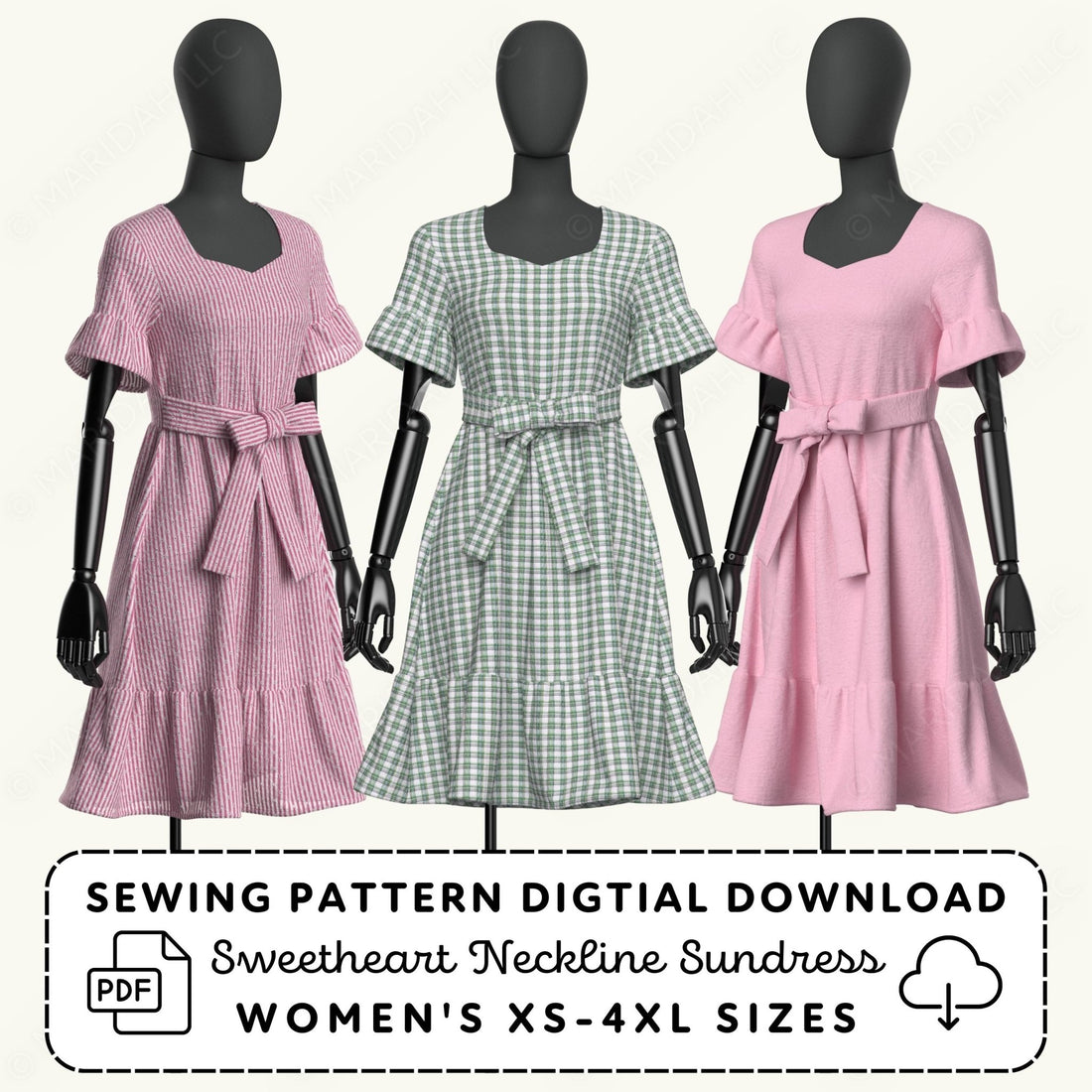 Sweetheart Sundress Printable Sewing Pattern PDF Sewing Pattern File