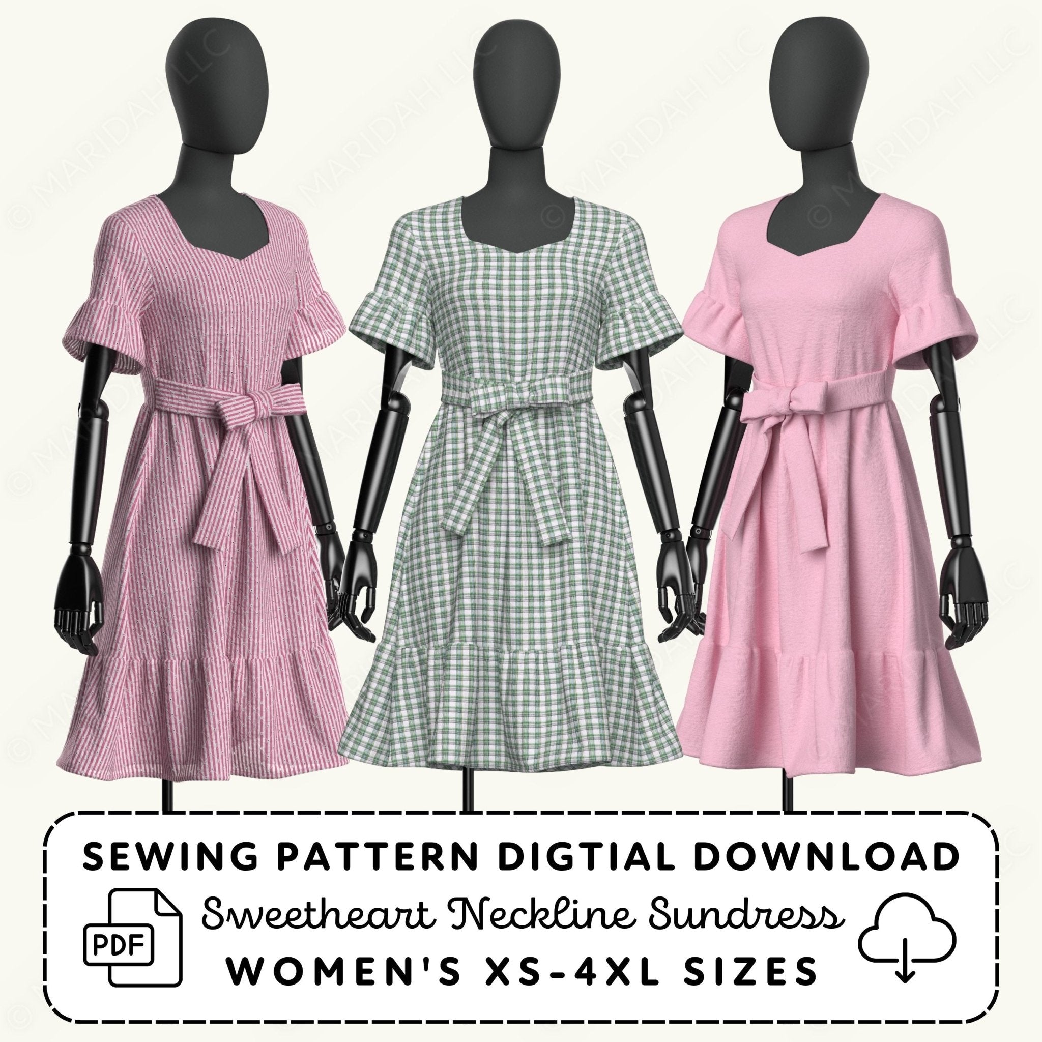 Sweetheart Sundress Printable Sewing Pattern PDF Sewing Pattern File