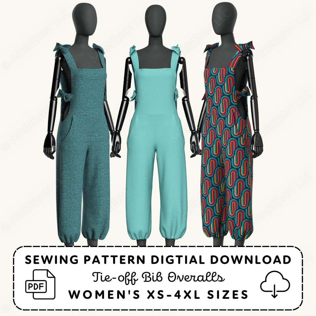 Tie - off Bib Overalls Printable Sewing Pattern PDF Sewing Pattern File