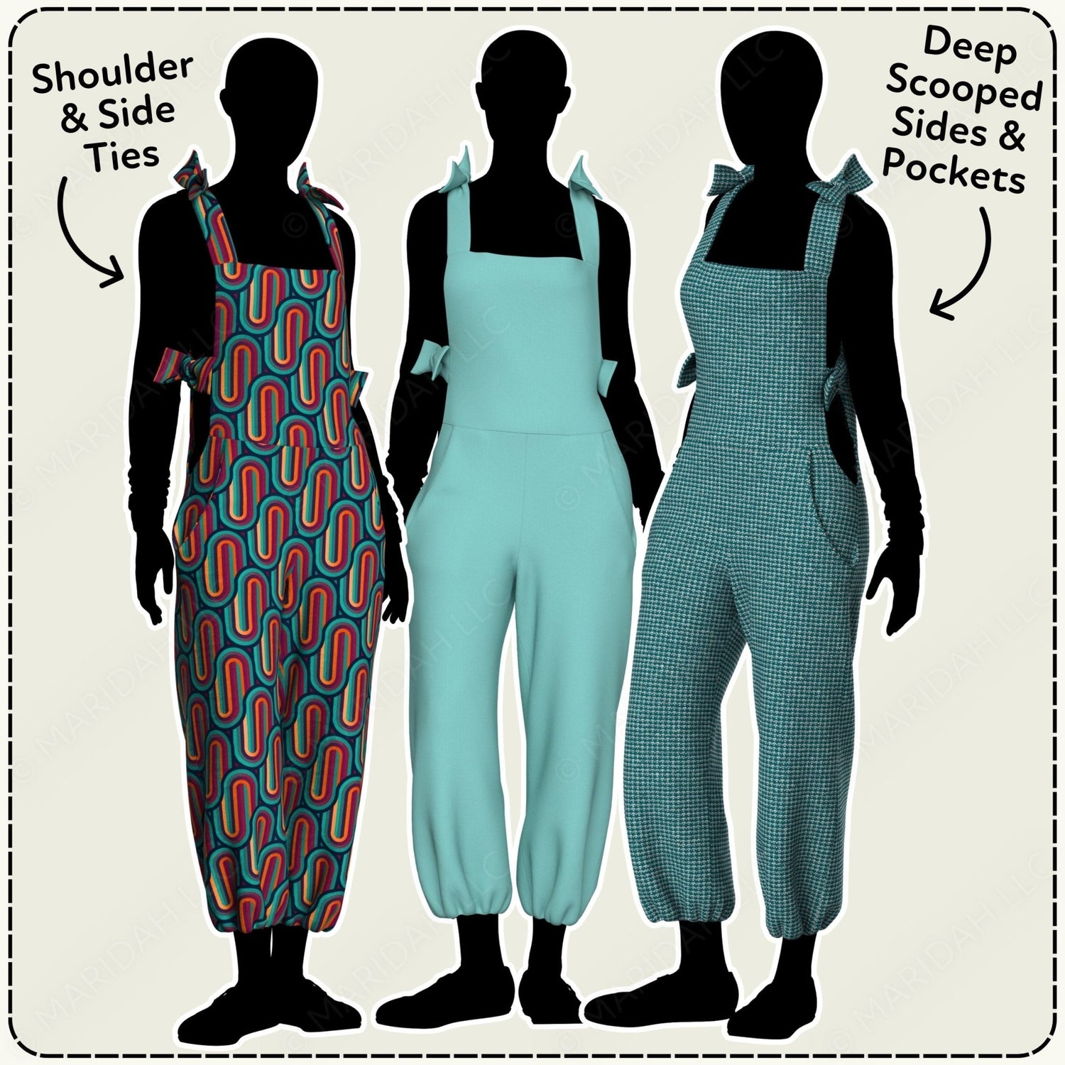 Tie - off Bib Overalls Printable Sewing Pattern PDF Sewing Pattern File