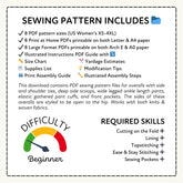 Tie - off Bib Overalls Printable Sewing Pattern PDF Sewing Pattern File