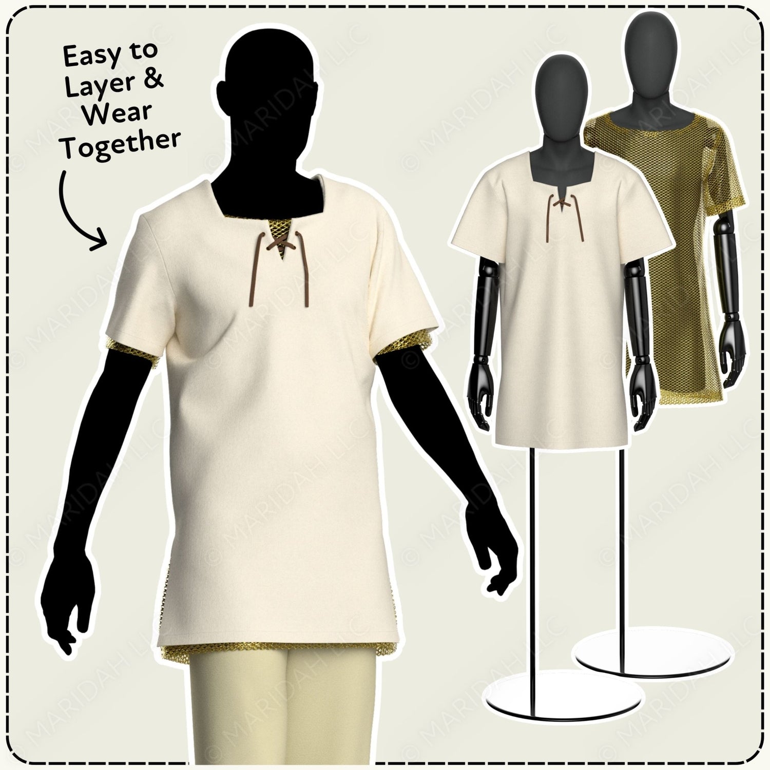 Tunic and Faux Chainmail Shirt Sewing Pattern Bundle PDF Sewing Pattern File