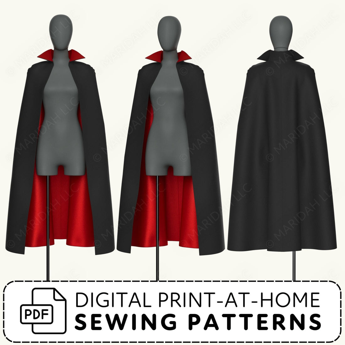 Vampire Collar Cape Printable Sewing Pattern PDF Sewing Pattern File