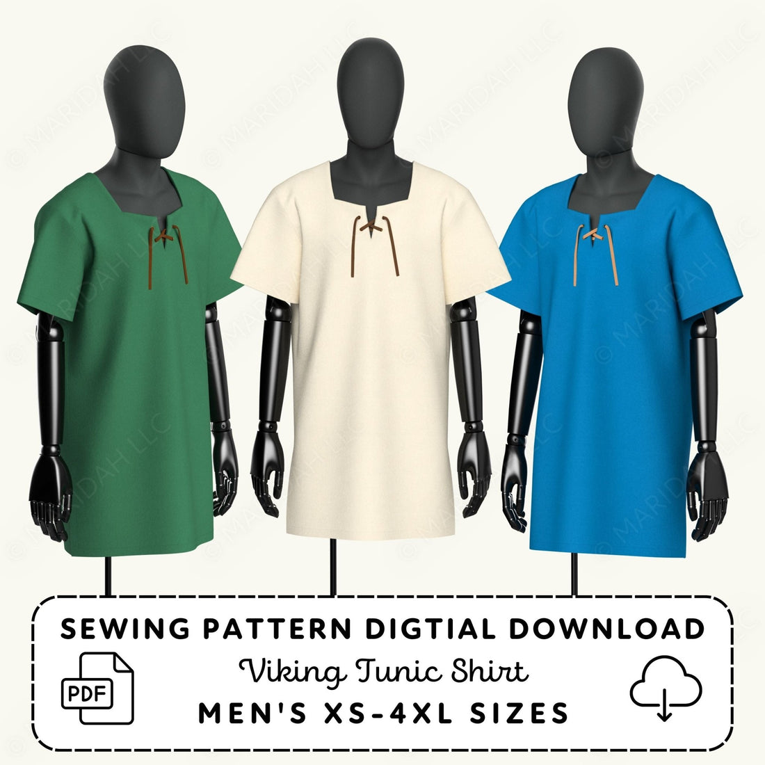 Viking Tunic Shirt Printable Sewing Pattern PDF Sewing Pattern File